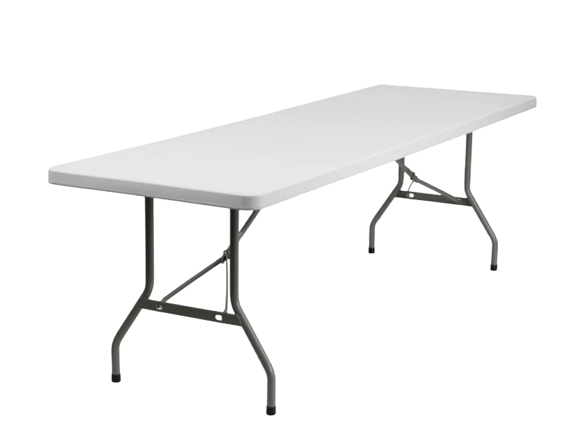 Eight-foot white banquet table