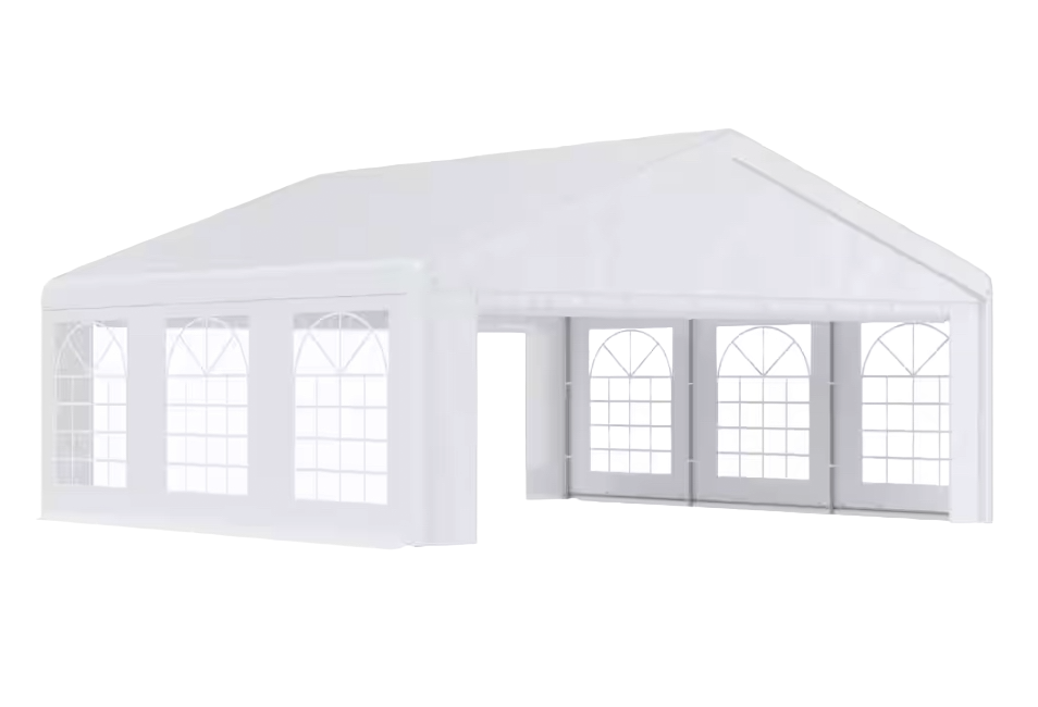 Alternate enclosed white tent configuration with window sidewalls